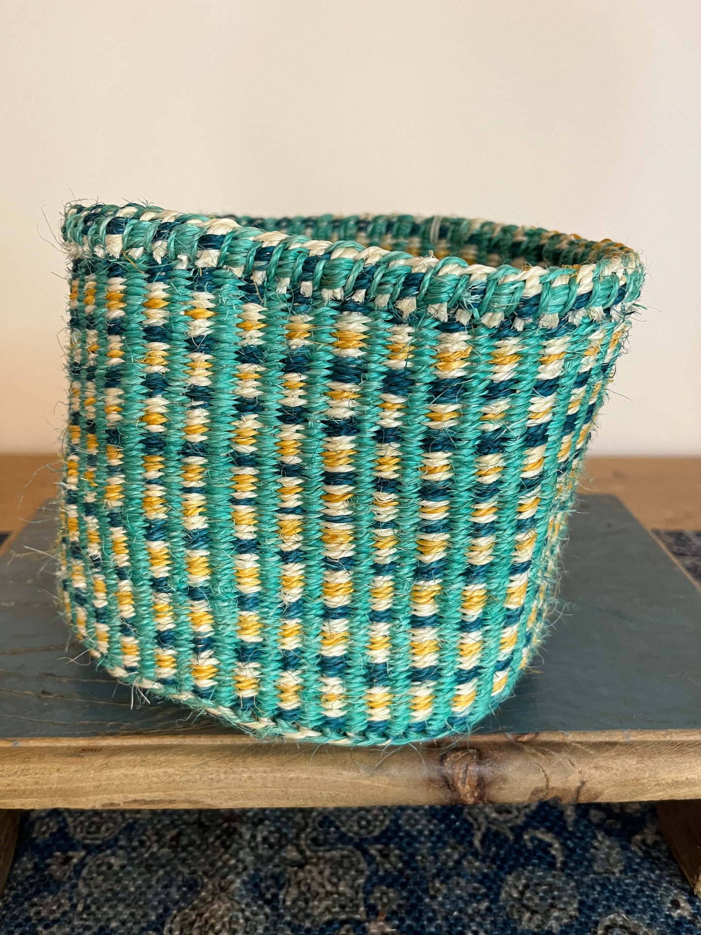 The Basket Room - Small Green and Gold Storage Basket