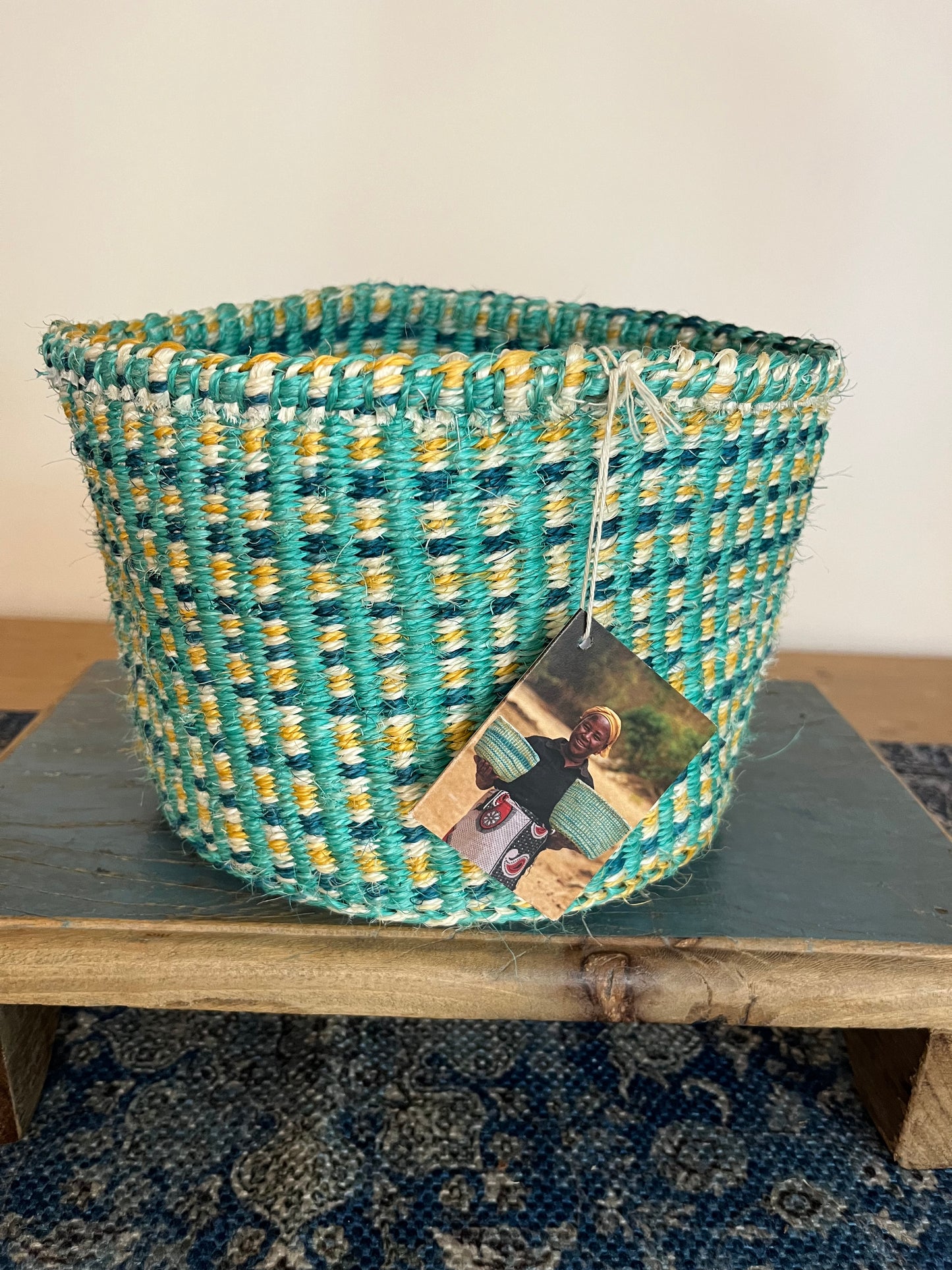 The Basket Room - Small Green and Gold Storage Basket