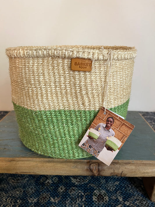 The Basket Room - storage basket - natural and sage green - Large