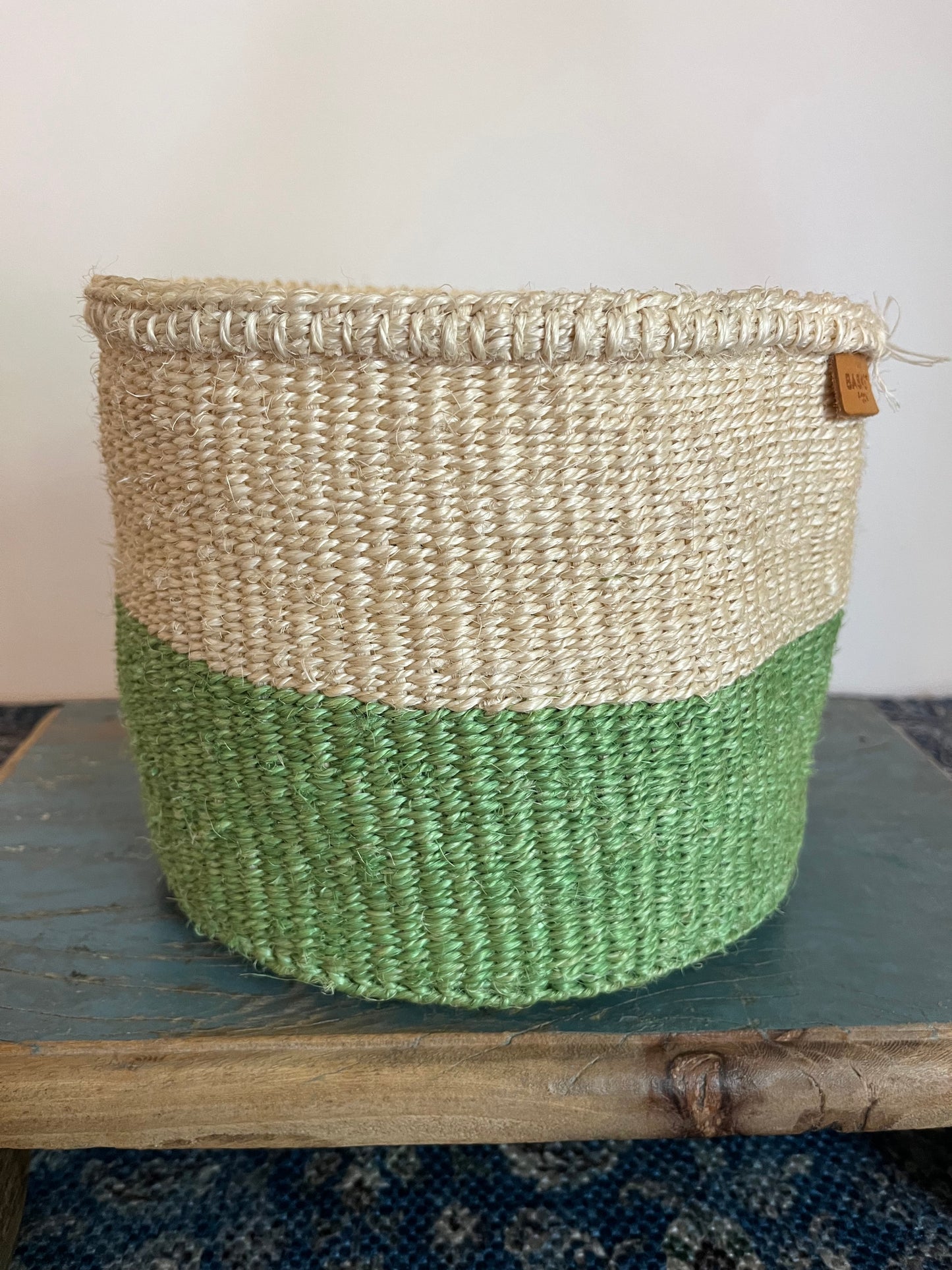 The Basket Room - storage basket - natural and sage green - Large