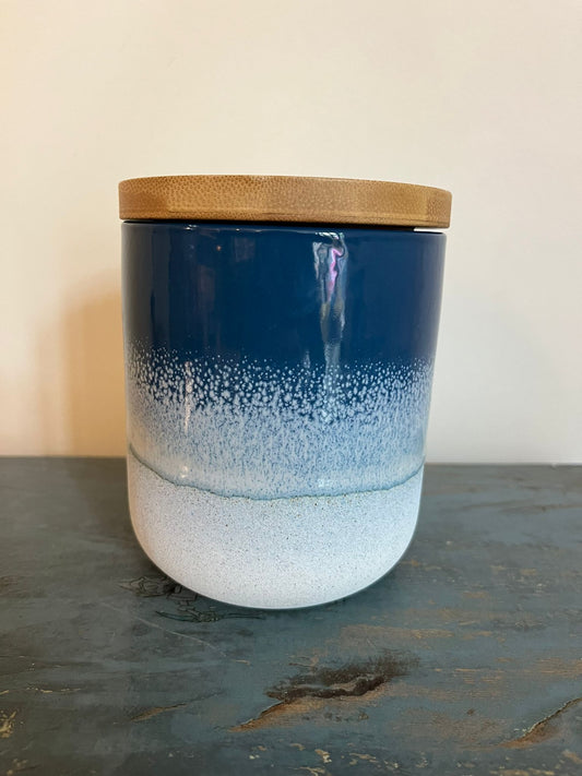 Blue Ombre Glaze Textured Canister