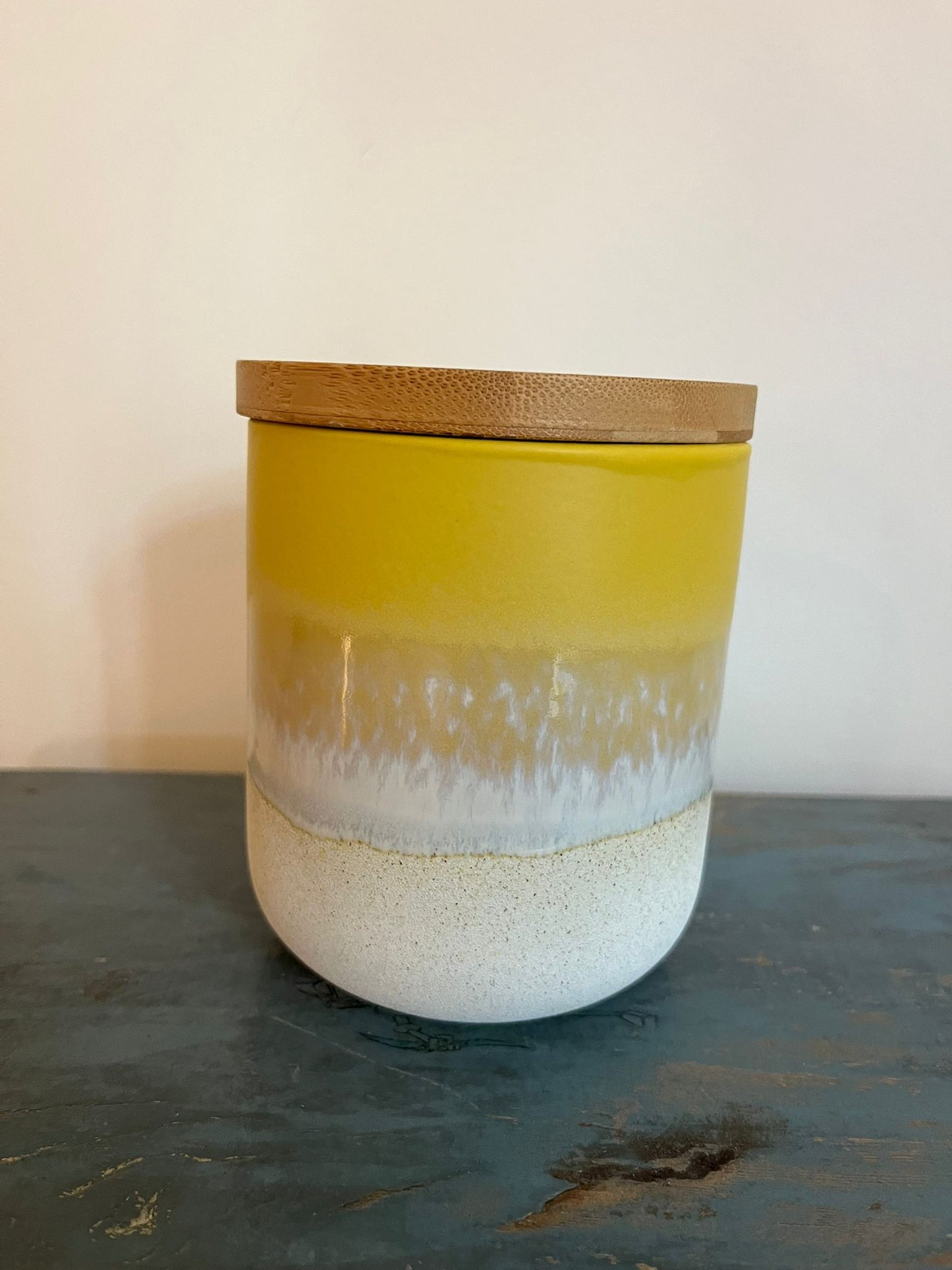 Yellow Ombre Glaze Textured Canister