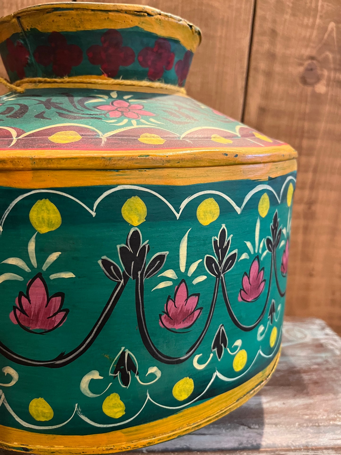 Hand painted vintage Indian water pots - 1