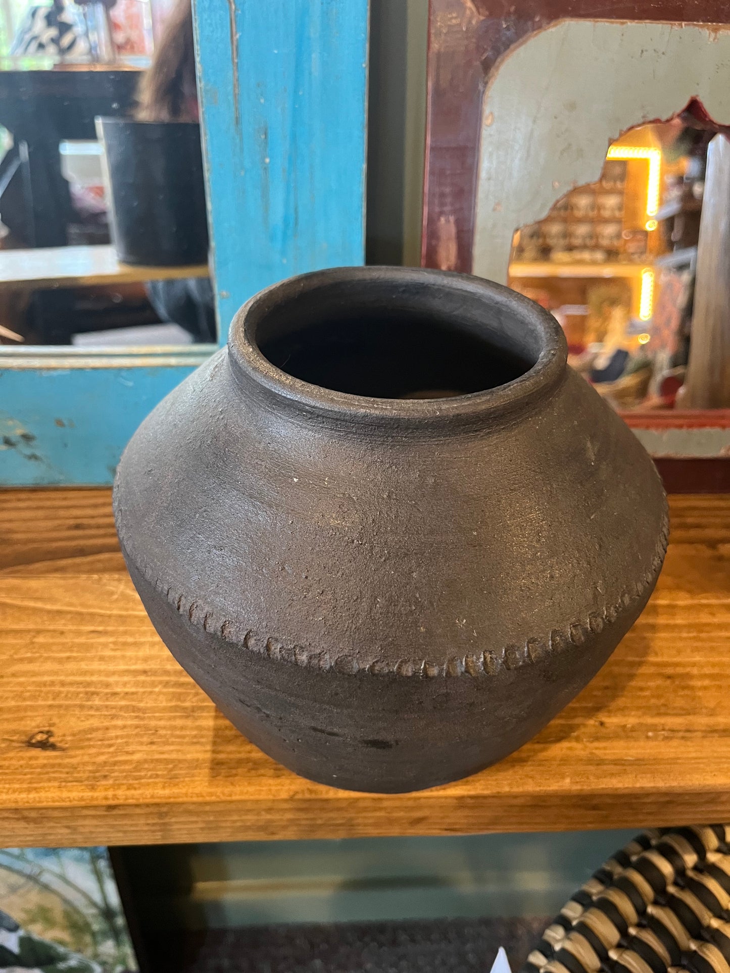 Handmade Small Black Clay pot - vase