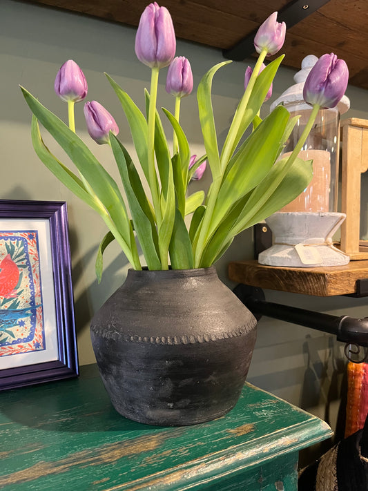 Handmade Small Black Clay pot - vase