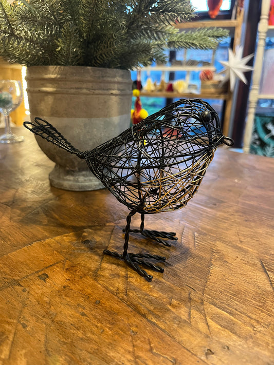 Small handmade wire bird with Gold chest