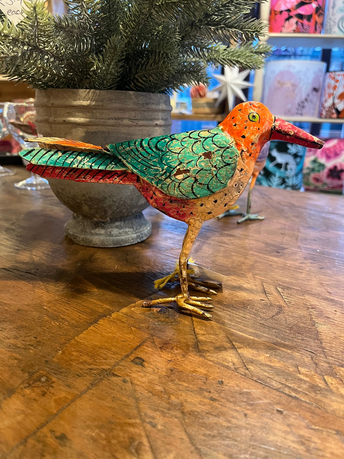 Beautiful hand painted metal birds decoration for the home