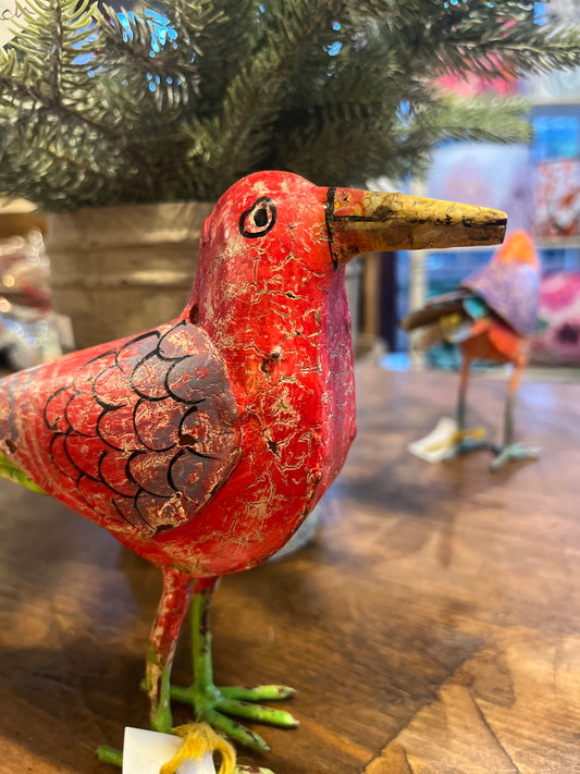 Beautiful hand painted metal birds decoration for the home