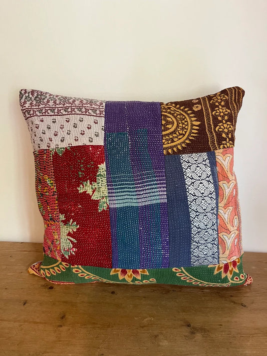 Vintage Kantha Patchwork Fabric Cushion 20"x20" - KL4