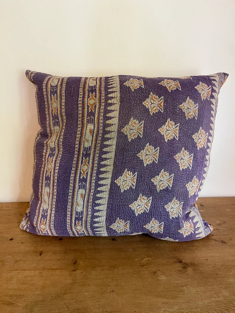 Vintage Kantha Patchwork Fabric Cushion 20"x20" - KL4